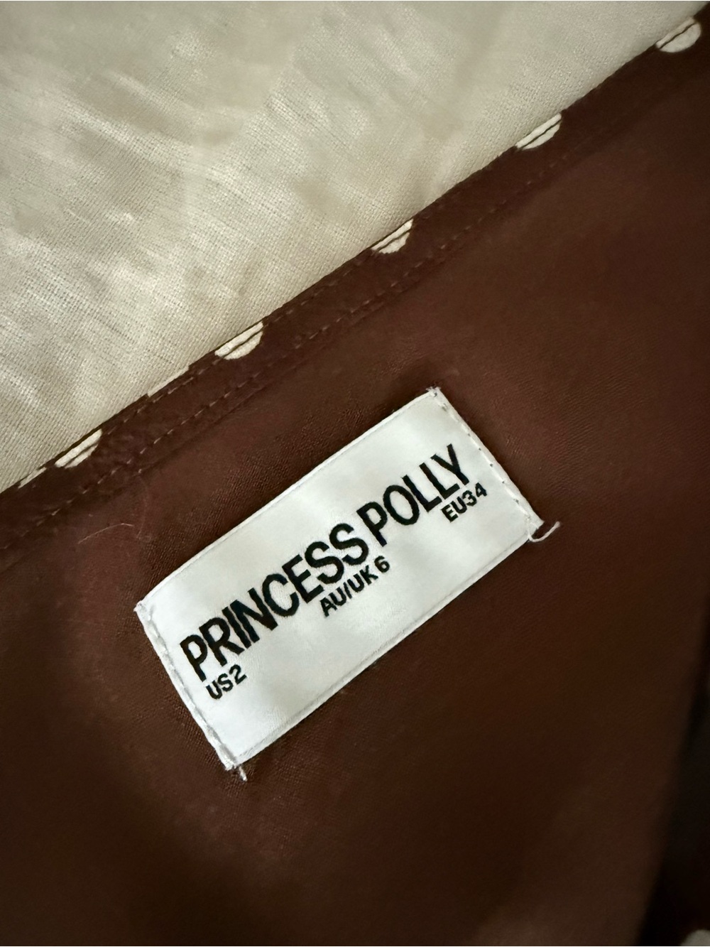 Princess Polly Chocolate Brown Polka Dot Mini Dress in size 4 - Picture 3 of 3